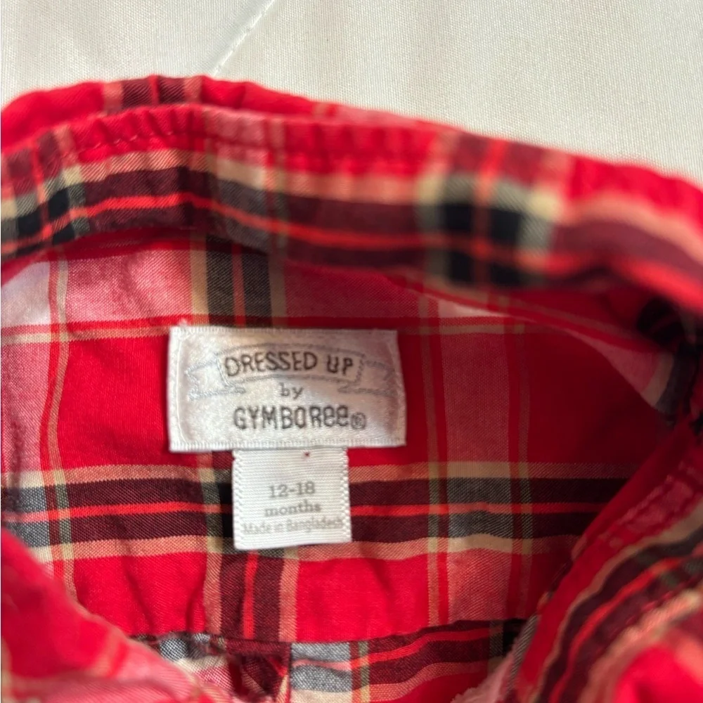 Gymboree Red Plaid Shirt button down with collar- 12-18 months